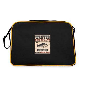 Gesucht Fisch - Rotbarsch Angeln - Retro Tasche - Schwarz/Gold - Hinten