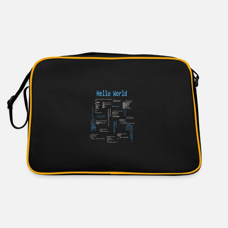 Hello World Programming Languages Programmer Nerd - Retro Bag - black/gold