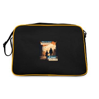 Cloud Wolken Linux Server Admin Nerd Witz - Retro Tasche - Schwarz/Gold - Hinten