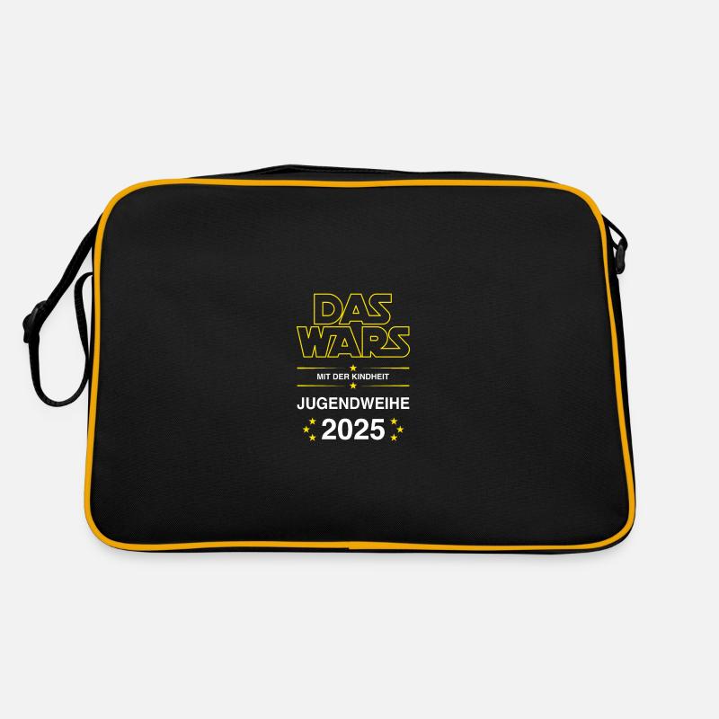Jugendweihe 2025 DAS WARS mit der Kindheit - Retro Tasche - Schwarz/Gold