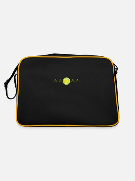 Tennis Herzschlag - Retro Tasche - Schwarz/Gold - Hinten
