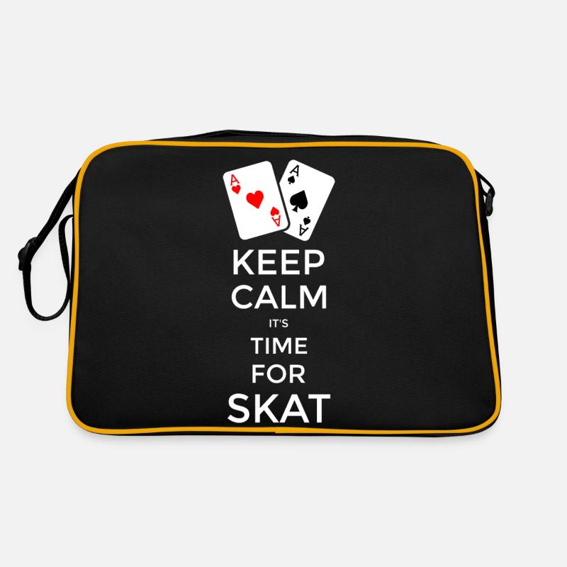Keep Calm its Time for Skat - Retro Tasche - Schwarz/Gold