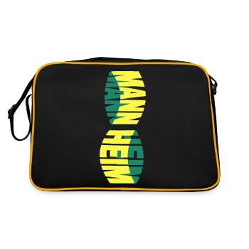Mannheim Deutschland Stadt Skyline Schrift Bunt - Retro Tasche - Schwarz/Gold - Hinten