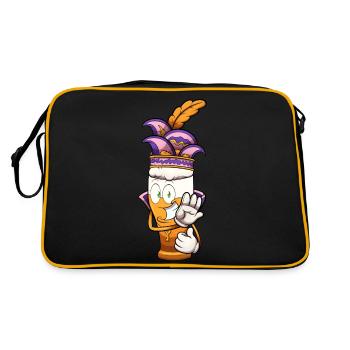 Holländischer Karnevalsbär - Retro Tasche - Schwarz/Gold - Hinten