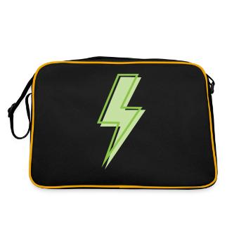 Hellgrüner Blitz - Retro Tasche - Schwarz/Gold - Hinten