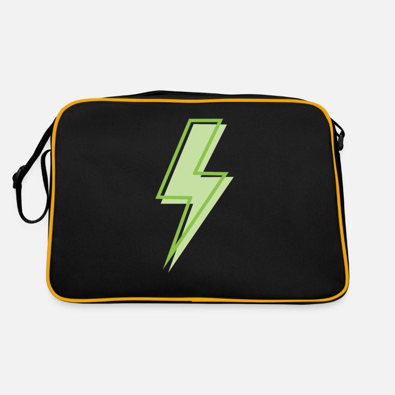 Hellgrüner Blitz - Retro Tasche - Schwarz/Gold