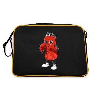 Lustiger Boxsack mit Boxhandschuhen - Retro Tasche - Schwarz/Gold - Hinten