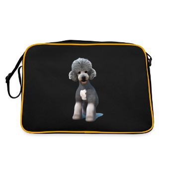Bedlington Terrier - Retro Tasche - Schwarz/Gold - Hinten