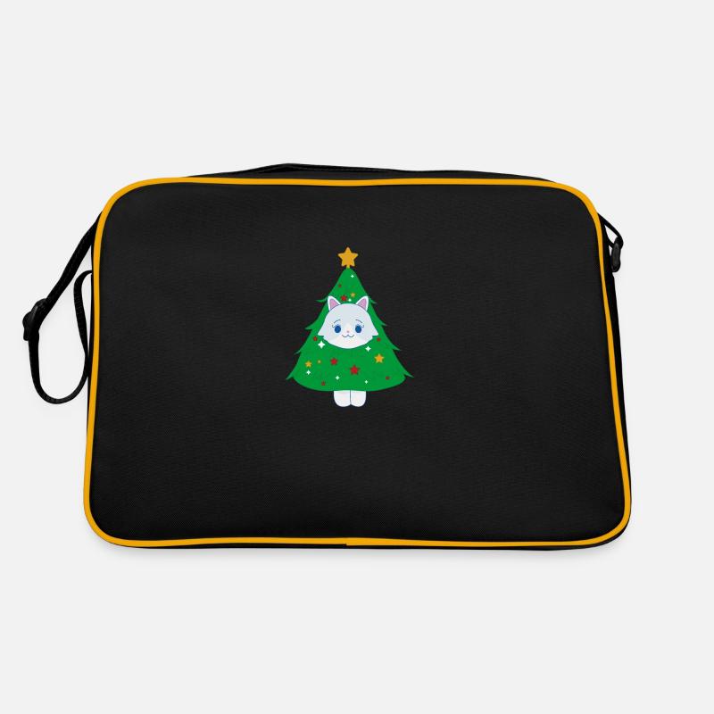 Cat dressed as a Christmas tree Retro Bag