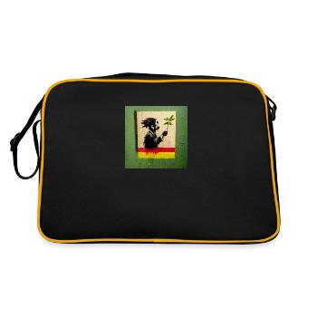 Rastafari smoking weed banksy style - Retro Bag - black/gold - Back