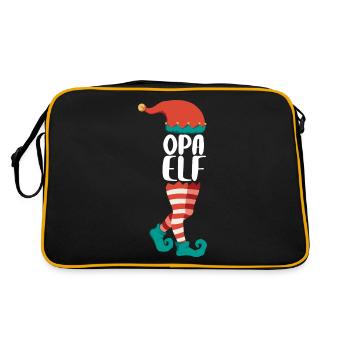 Weihnachts Elf Partnerlook Design Xmas Elfen - Retro Tasche - Schwarz/Gold - Hinten
