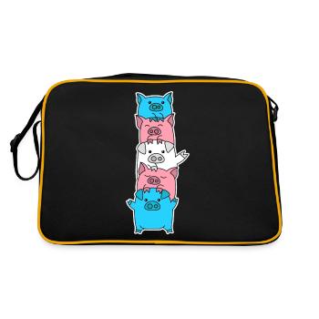 Trans flag pig design for trans people - Retro Bag - black/gold - Back