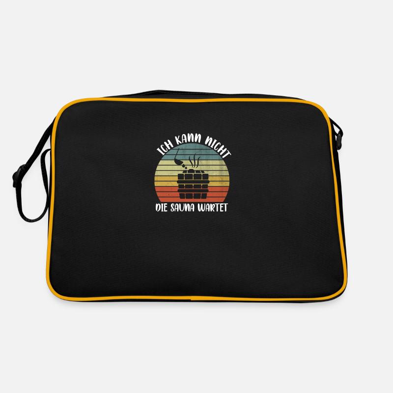 Sauna Ich kann nicht - Retro Tasche - Schwarz/Gold