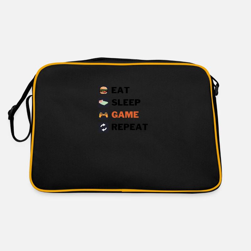 Eat sleep game repeat - Retro Tasche - Schwarz/Gold
