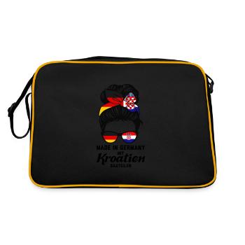 Deutsche Kroatin Kroatien Geschenk - Retro Tasche - Schwarz/Gold - Hinten