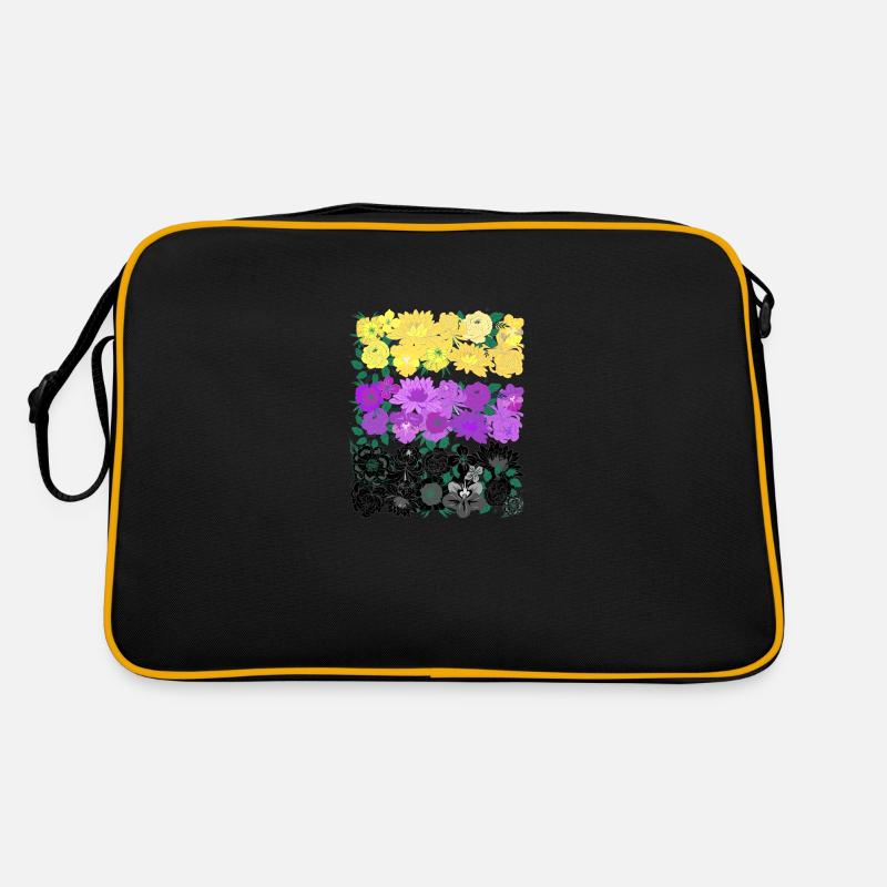 Non binary flower flag - Retro Tasche - Schwarz/Gold