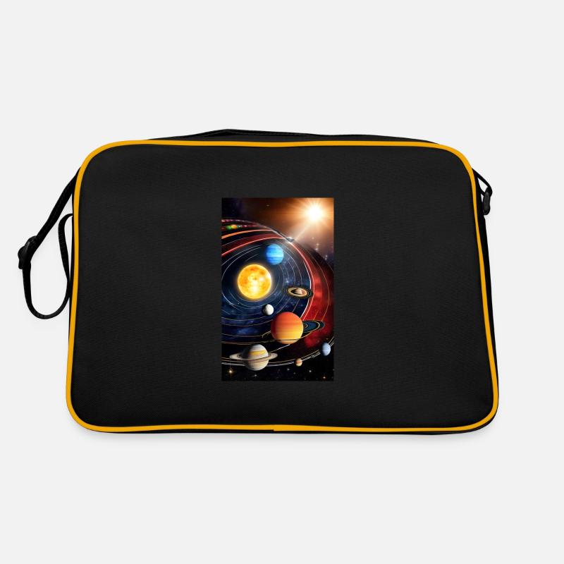 Solar System | Planets | Space | Star - Retro Bag - black/gold