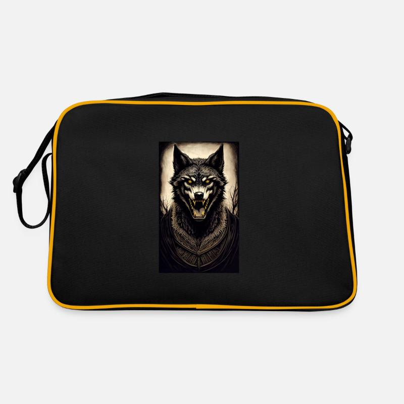 Werwolf | Wolf | Fabelwesen | Monster | Mystisch - Retro Tasche - Schwarz/Gold