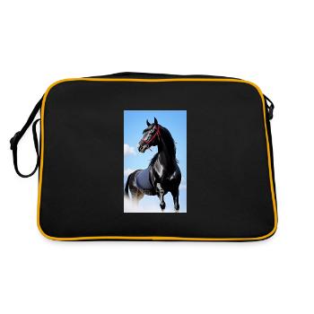 Pferd | reiten | Tier | Reittier | Bunt - Retro Tasche - Schwarz/Gold - Hinten