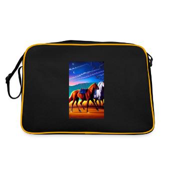 Pferd | reiten | Tier | Reittier | Bunt - Retro Tasche - Schwarz/Gold - Hinten