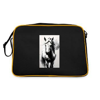 Pferd | reiten | Tier | Reittier | Bunt - Retro Tasche - Schwarz/Gold - Hinten