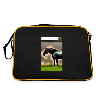 Pferd | reiten | Tier | Reittier | Bunt - Retro Tasche - Schwarz/Gold - Hinten