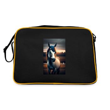 Pferd | reiten | Tier | Reittier | Bunt - Retro Tasche - Schwarz/Gold - Hinten