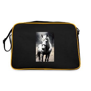 Pferd | reiten | Tier | Reittier | Bunt - Retro Tasche - Schwarz/Gold - Hinten