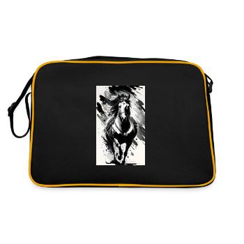 Pferd | reiten | Tier | Reittier | Bunt - Retro Tasche - Schwarz/Gold - Hinten