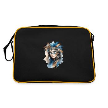 Enigmatic Feathered Spirit Portrait - Retro Bag - black/gold - Back