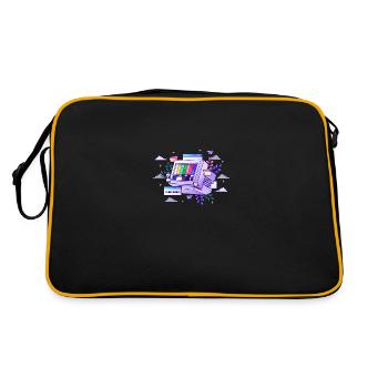 Cyber World Cyber World alten Computer bunt kühlen - Retro Tasche - Schwarz/Gold - Hinten
