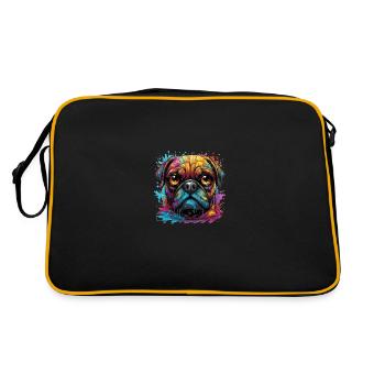 Mops in verschiedenen Farben - Retro Tasche - Schwarz/Gold - Hinten