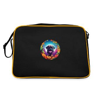 Mops in verschiedenen Farben - Retro Tasche - Schwarz/Gold - Hinten