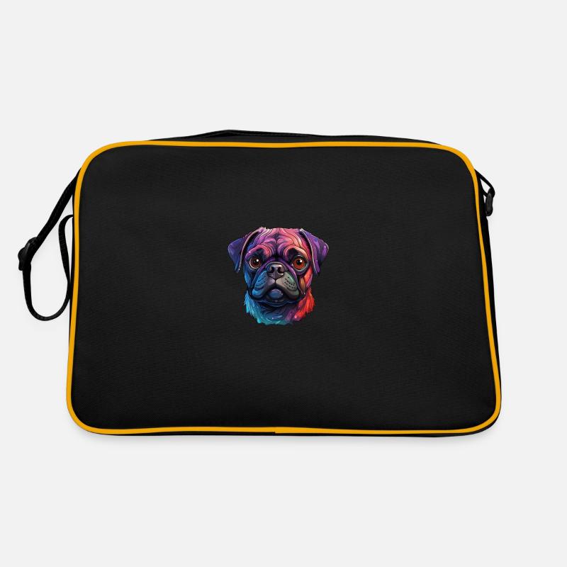 Pug in different colors Retro Bag