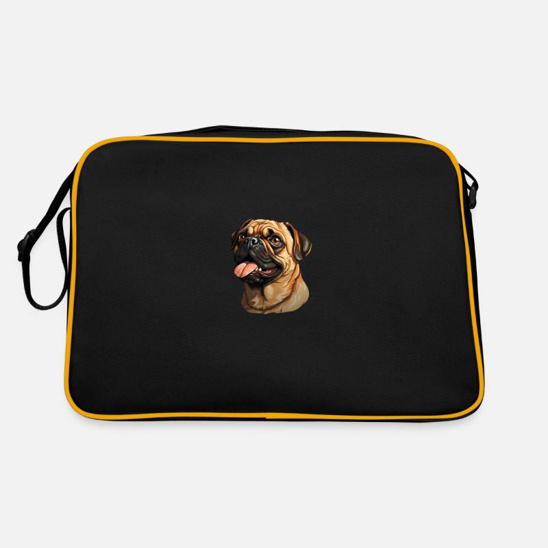 Treu blickender Mops Kopf Retro Tasche