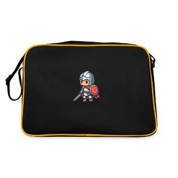 Tapferer Ritter im Comicstil für Kinder - Retro Tasche - Schwarz/Gold - Hinten