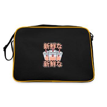 Süßer Kawaii Frischer Tee - Retro Tasche - Schwarz/Gold - Hinten