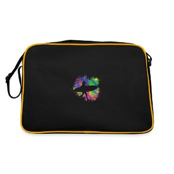 Sommersurfer Mit Brett - Retro Tasche - Schwarz/Gold - Hinten