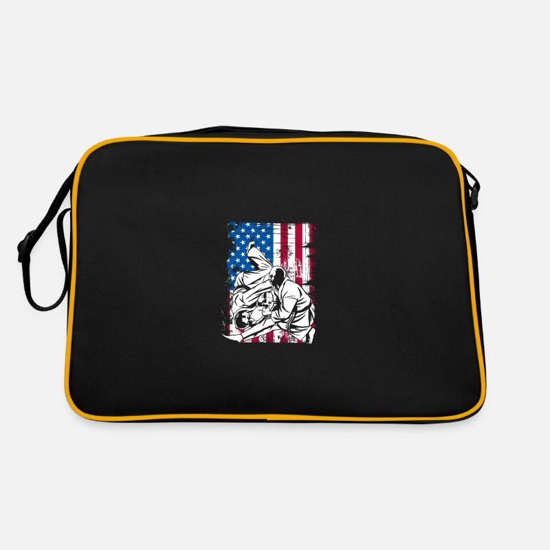 Kampfkunst Auf Einer Usa flagge - Retro Tasche - Schwarz/Gold