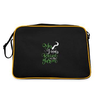 Ich Bin Auf Dem Bauernhof Aufgewachsen - Retro Tasche - Schwarz/Gold - Hinten