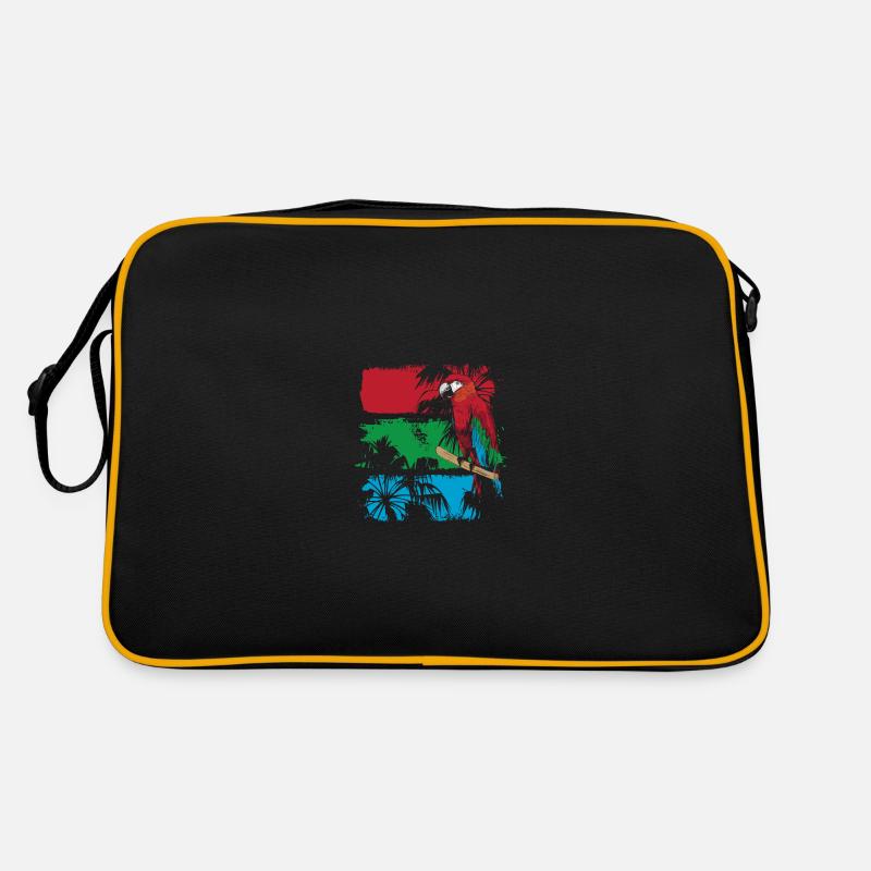 Bunter Papagei Auf Einem Ast Retro Tasche