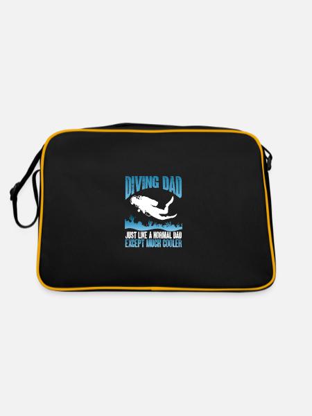 Tauchender Vater - Retro Tasche - Schwarz/Gold - Hinten