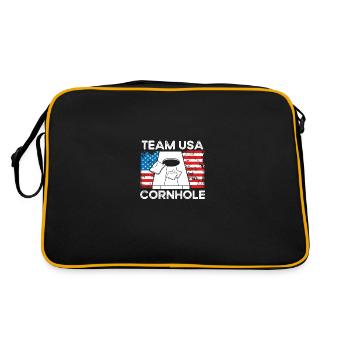 Team Usa-cornhole - Retro Tasche - Schwarz/Gold - Hinten