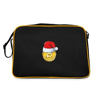 Bitcoin with Christmas hat - Retro Bag - black/gold - Back