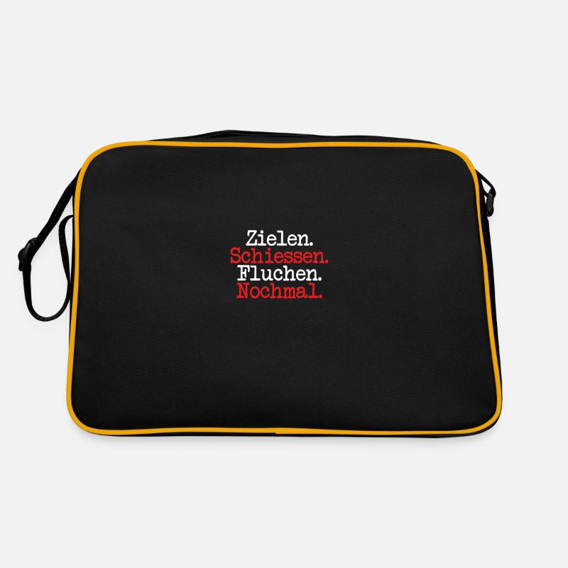 Zielen schießen fluchen nochmal Retro Tasche