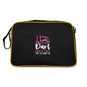 Une fille joue aux fléchettes - Sac Retro - noir/or - Dos