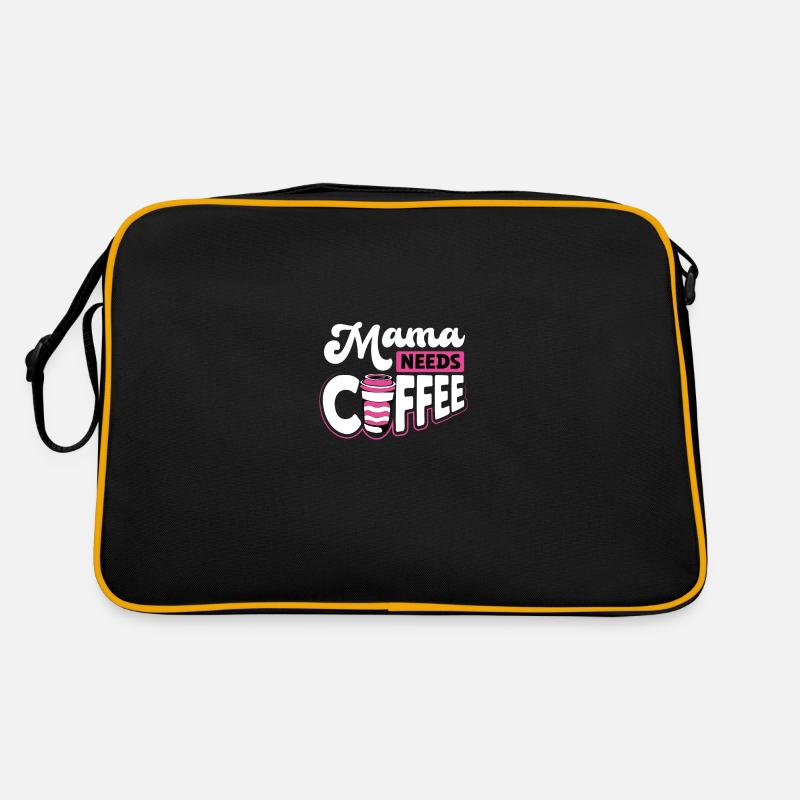 Mama Braucht Kaffee - Retro Tasche - Schwarz/Gold