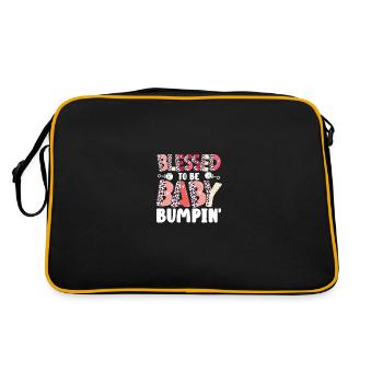 Gesegnet, Babybauch Zu Sein - Retro Tasche - Schwarz/Gold - Hinten