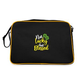 Nicht Glücklich, Aber Gesegnet - Retro Tasche - Schwarz/Gold - Hinten