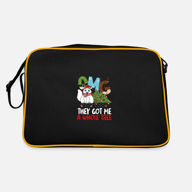 Katze Mit Weihnachtsbaum Retro Tasche
